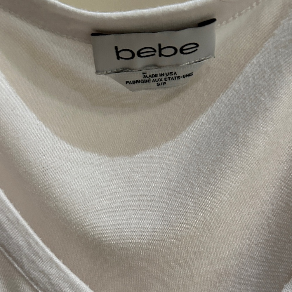 bebe White V-Neck Tank Top
